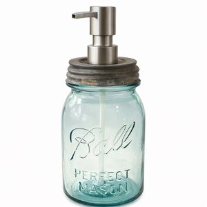 Vintage Blue Ball Perfect Mason Jar Soap Dispenser Stainless Steel Pump